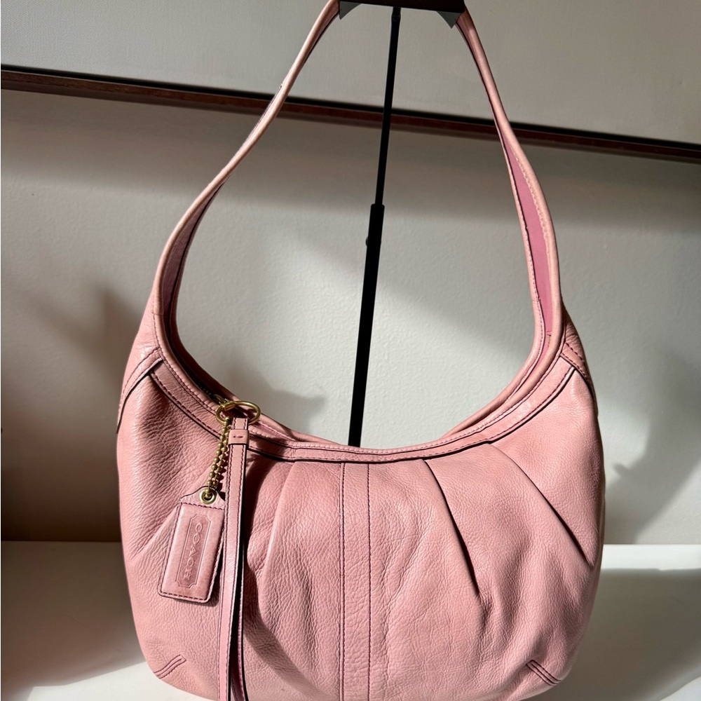 Coach Pink Pebbled Leather Shoulder Hobo